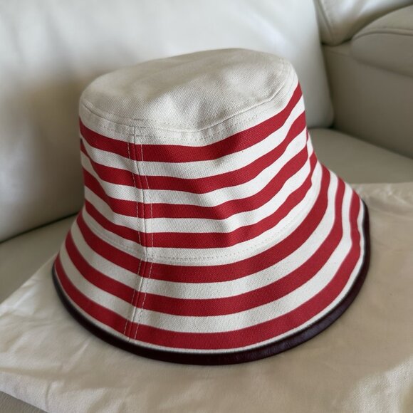 NWT Gucci Striped Canvas Bucket Hat Red White Sz S 100% Authentic - Picture 4 of 9